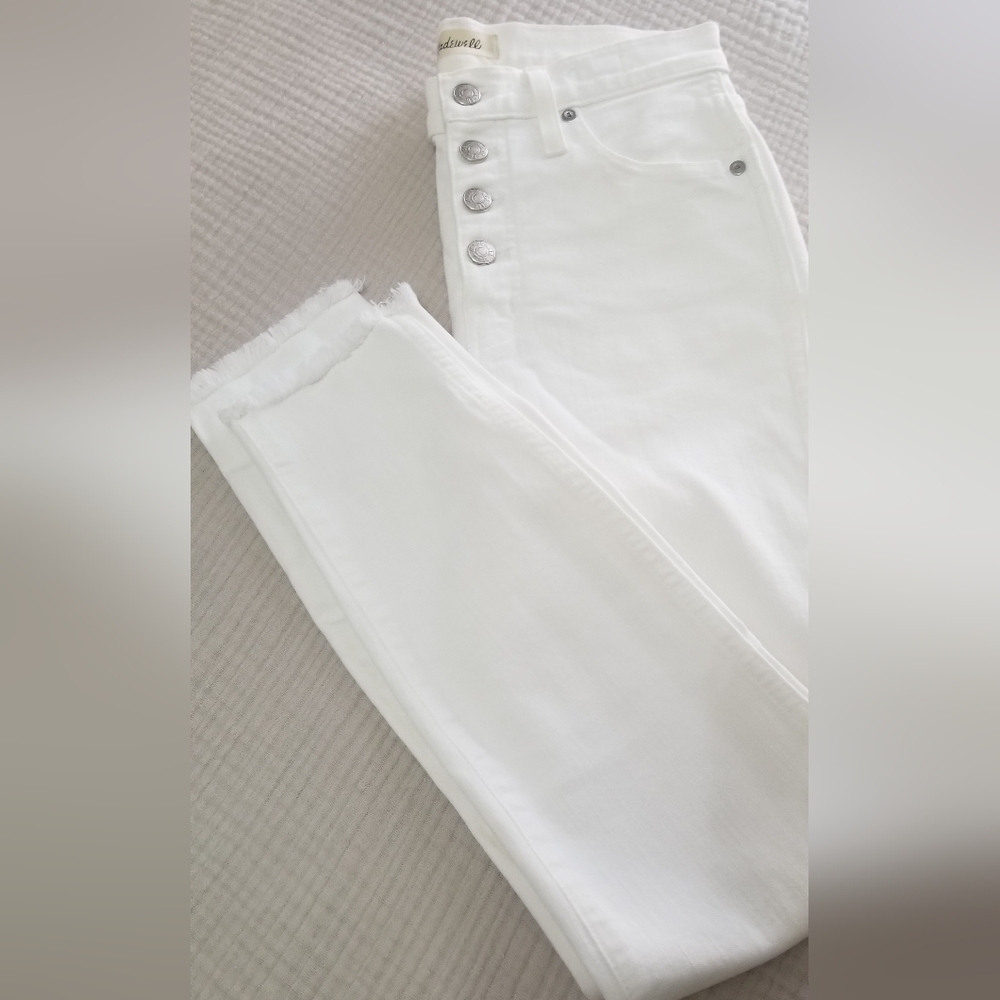 Madewell White 10" High-Rise Crop Skinny Jeans with Button-Fly - Picture 7 of 9